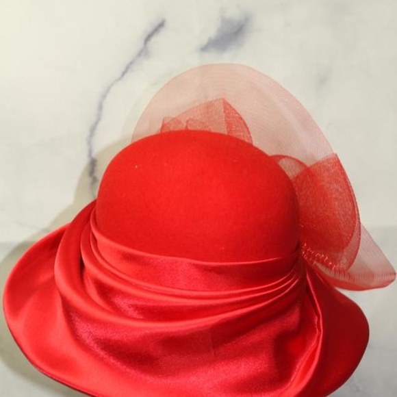 Wool Red Cloche Hat main image 7